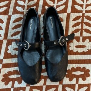 Bethany Ballet Flat black leather silver hardware